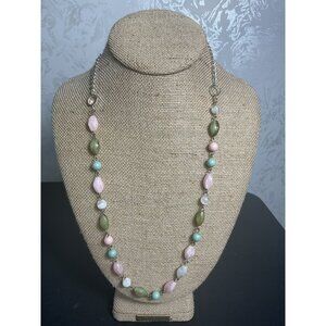 Multi-Colored Beaded Necklace With Silver Chain